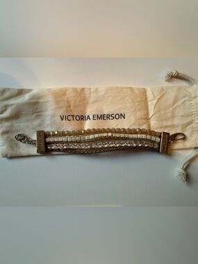 Victoria Emerson Cream and Gold Multi-Strand Wrap Bracelet